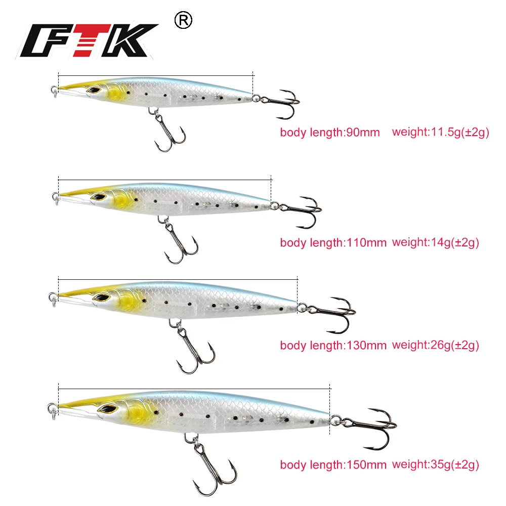 FTK قلم رصاص إغراء الصيد إغراء العائمة الطعم الصب طويل Stickbait Wobblers توبواتر الصلب إغراء 90 مللي متر/110 مللي متر/ 130 مللي متر/150 مللي متر 6 ألوان FTK قلم رصاص إغراء الصيد إغراء العائمة الطعم الصب طويل Stickbait Wobblers توبواتر الصلب إغراء 90 مللي متر/110 مللي متر/ 130 مللي متر/150 مللي متر 6 ألوان