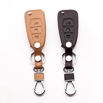 

High Quality Genuine Leather Car Key Case Cover Holder For Ford Focus 3 MK3 ST New Fiesta Kuga ,3 Buttons Folding Protect Shell