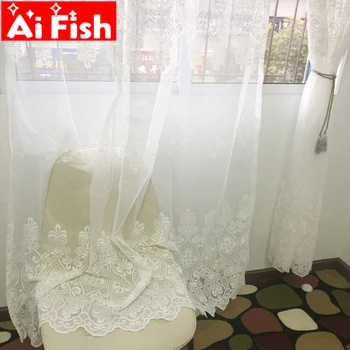 

European White Hollow Embroidered Sheer Curtains for Living Room Window Curtains for the Bedroom Lace Luxury Curtains MY047-40