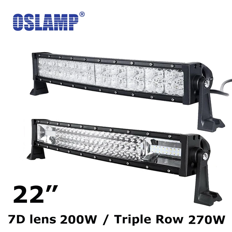 

Oslamp 22inch Curved LED Light Bar Cree Led Chips 7D Lens/Triple Row OffRoad Driving Work Light Bar for SUV Car Truck 200W/270W