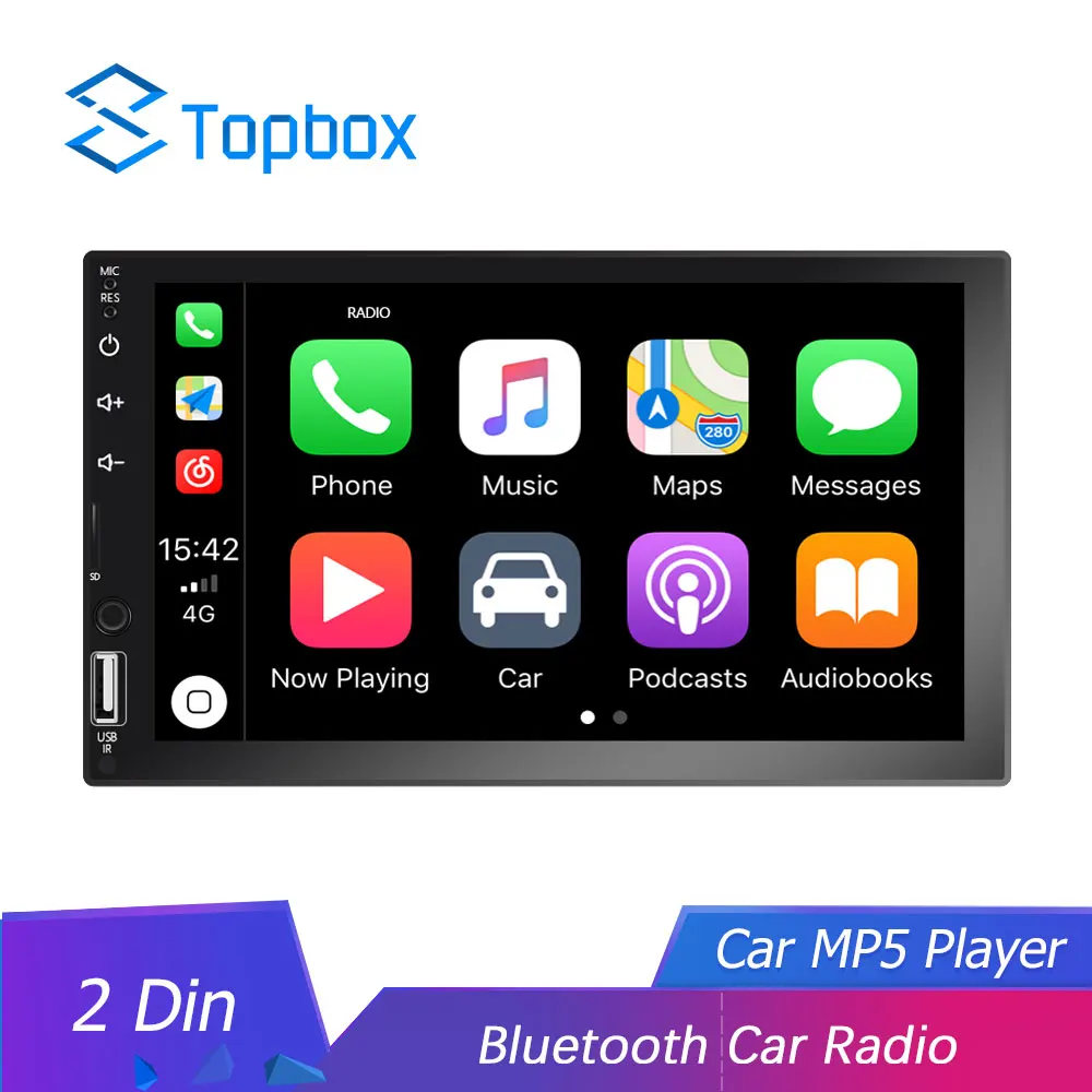 

Topbox 2 Din Car Radio 7 HD inch Touch Mirror Link Bluetooth MP5 Multimedia Player AUX Audio Stereo Radio Car Rear View Camera