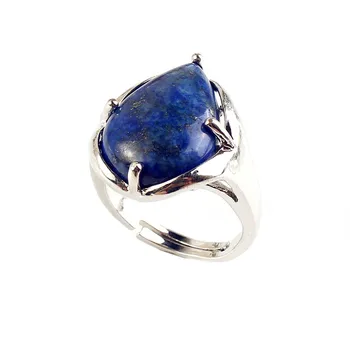 

Kraft-beads Trendy Silver Plated Water Drop Resizable Lapis Lazuli Ring Anniversary Jewelry Lucky Gift