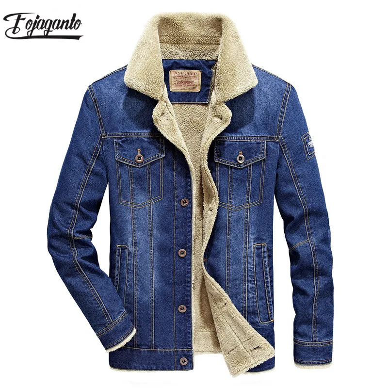 FOJAGANTO зимняя мужская джинсовая куртка, утолщенная теплая хлопковая подкладка, Мужская джинсовая куртка, мужские пальто, пальто в стиле хип-хоп, куртка, одежда