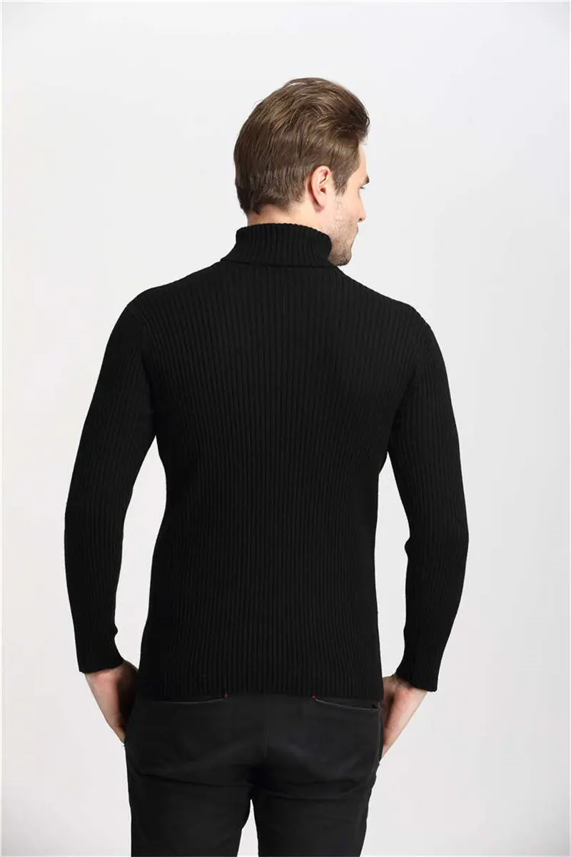 Зимние толстые теплые кашемировые Мужская водолазка Для мужчин свитера пуловер Slim Fit Для мужчин Классическая шерстяная трикотаж тянуть Homme