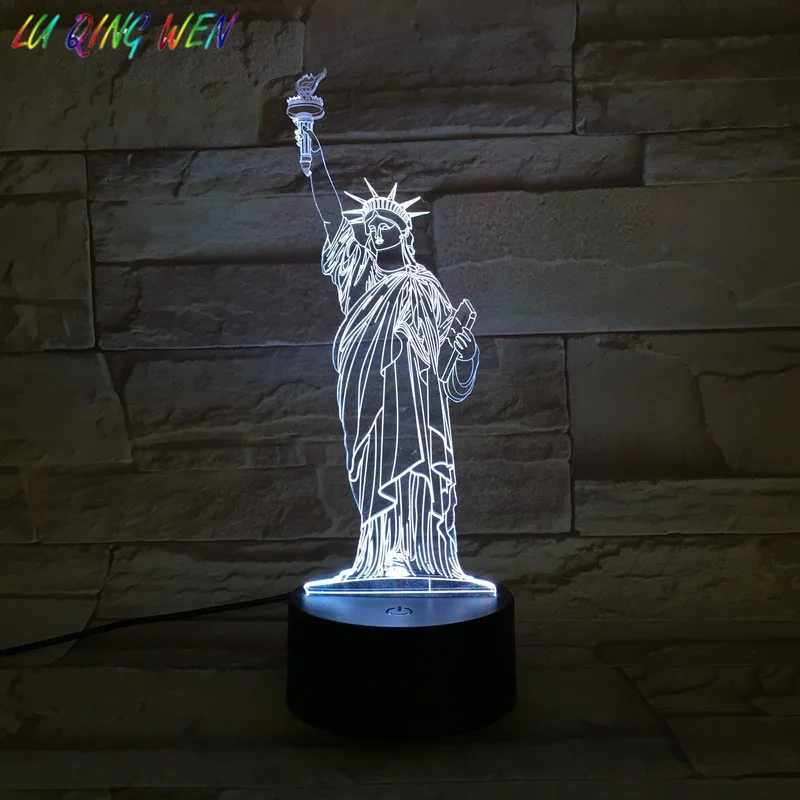 Статуя Свободы светодиодный 3d-ночник украшения комнаты атмосферный ночник Touch сенсор свет подарок для маленьких девочек ночник