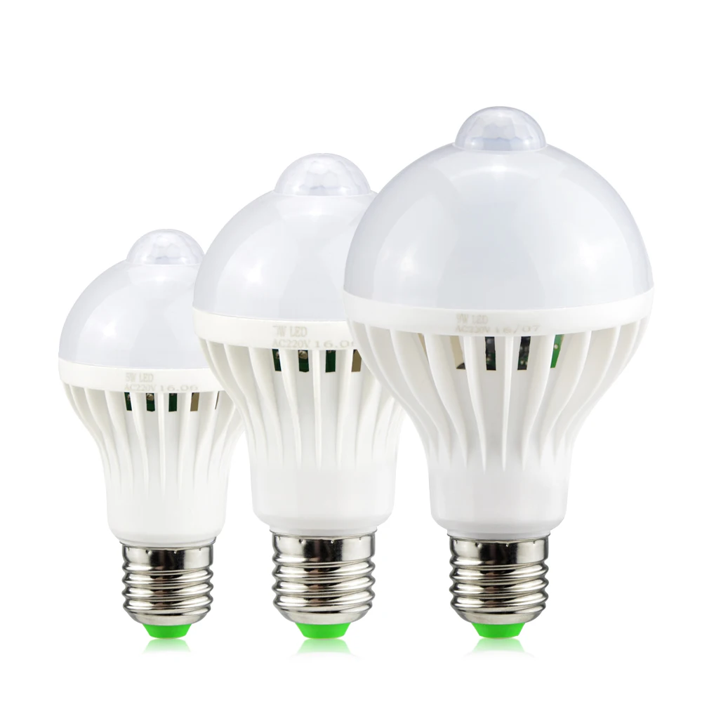 

LED PIR Motion Sensor Lamp E27 220V 5W 7W 9W Automatic ON/OFF LED Bulb Light Sensitive Human Body Movement Detector Night Lights