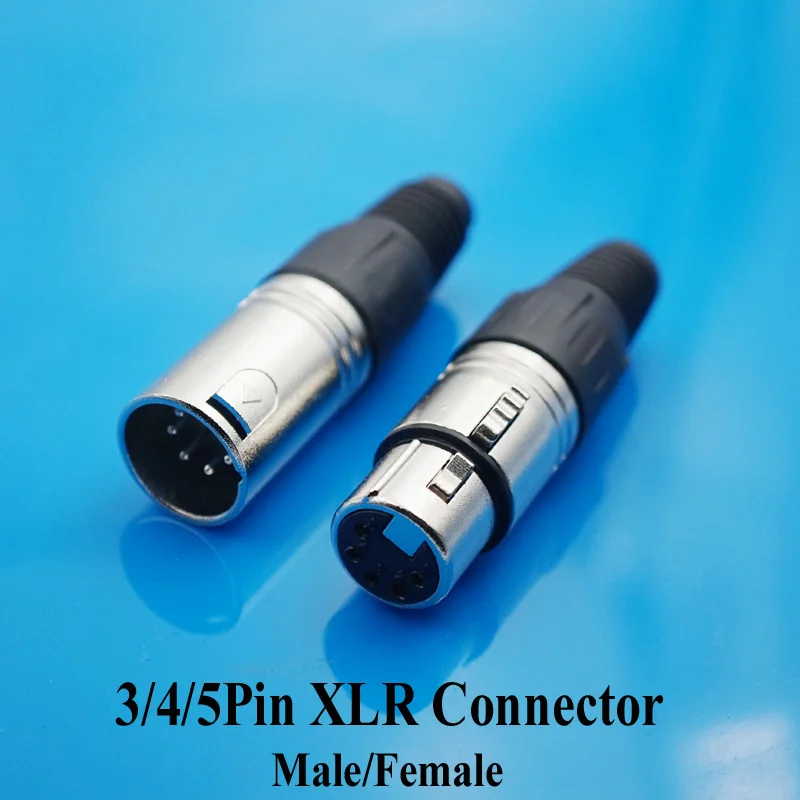 

5pcs/lot 3/4/5 Pin XLR Audio Sound Plug Male Connector for Microphone MIC Cable XLR Male Plug Speaker Connector