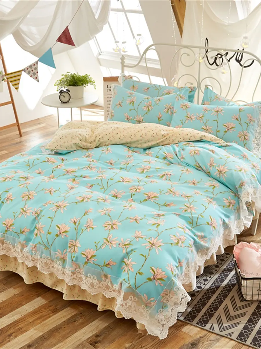 

4Pcs Duvet Cover Set Modern Simple Style Cozy Supple Home Bedding Set