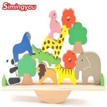 Rompecabezas animales de madera para mantener el equilibrio