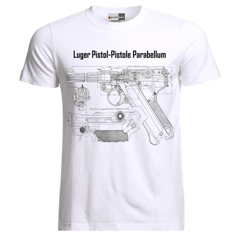 Мужская футболка 2018 Luger Pistol Parabellum Blueprint немецкая армия Wehrmacht Ww2 с