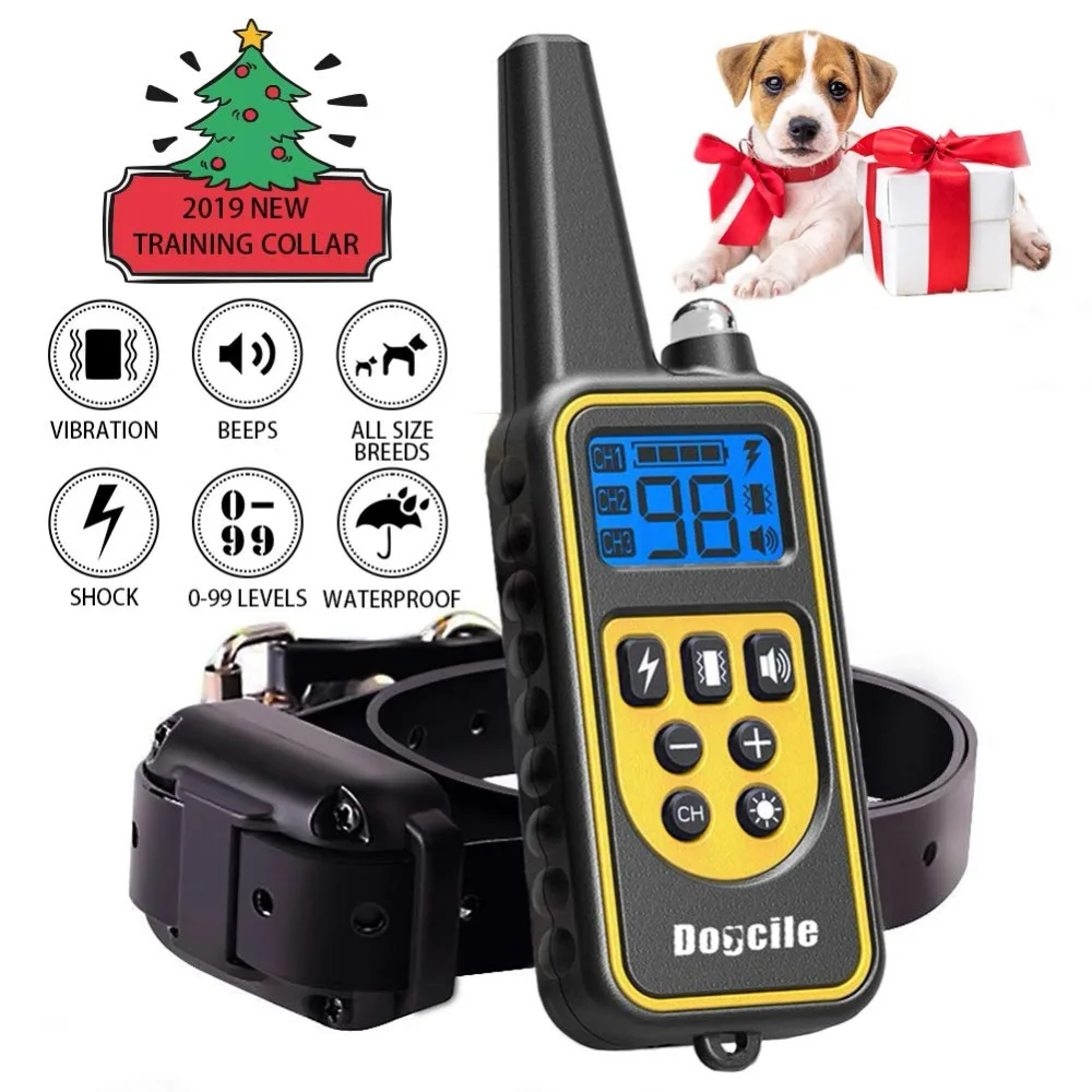 

Dog Training Collar Waterproof Rechargeable 800M Remote Shock Vibration