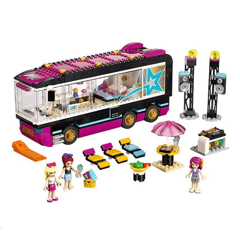 

Bela 10407 684pcs Friends Series Famous Singer Tour Bus model Building Block Toys Children Gifts Compatible Legoings