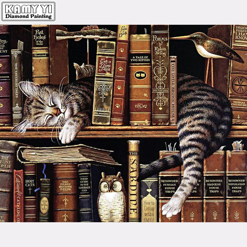 الحفر الكامل 5d الماس اللوحة ديي خزانة القط الفنون اليدوية 3d التطريز عبر الابره فسيفساء ديكور هدية