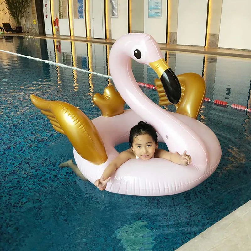 130 см золотые крылья Розовый фламинго плавательный круг гигантский бассейн надувной круг для взрослых Летние Водные виды спорта игрушки