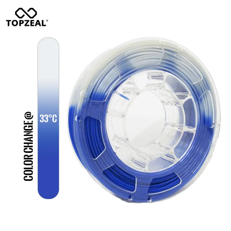 TOPZEAL 3d принтер PLA изменение температуры Цветовая нить, точность измерения+/-0,05, 1 кг катушка, 1,75 мм, синий в белый