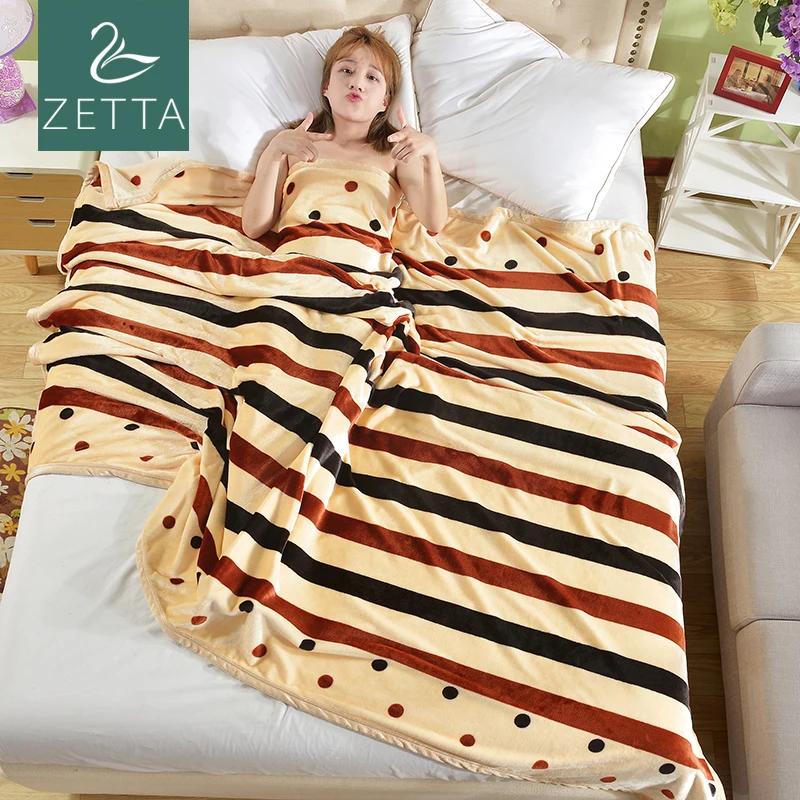 

[ZETTA] bedspread blanket 200x230cm High Density Super Soft Flannel Blanket to on for the sofa/Bed/Car Portable Plaids 3012