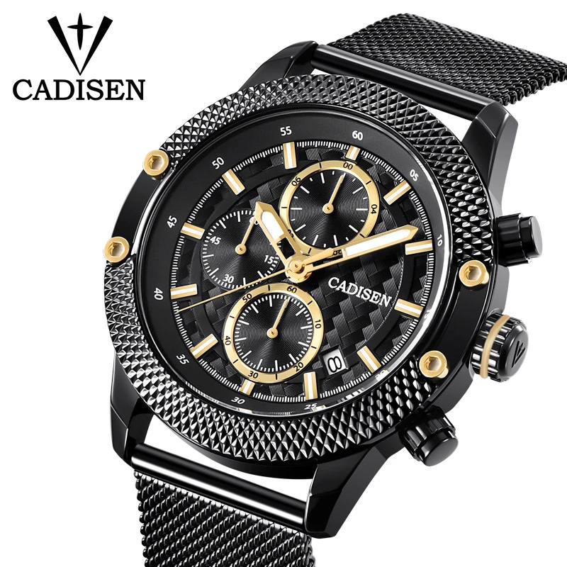 

CADISEN Casual Fashion Sports Chronograph Watch Men Quartz Japanese movement Top luxury clock relogios masculinos herenhorloge