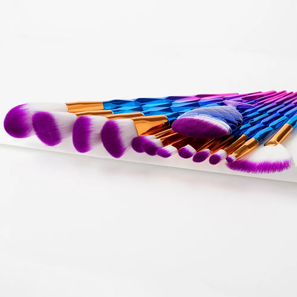 13 pc Maquiagem blue Makeup Brush Set Yellow Hair Powder Eyeshadow Foundation Cosmetic Brush Dimond Rose Handle Make-up Brush