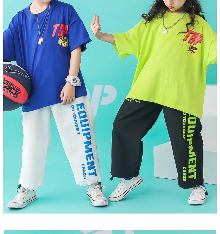 Children's clothing for boys Girls Set summer 2019 hip hop streetwear t shirt pants Childhood clothes summer clothes for kids girl (6)