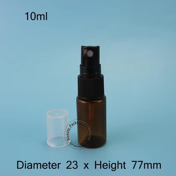 

100pcs/Lot Promotion 10ml Perfume Bottles Amber Empty Small Cosmetic Black Cap Spray Jar Refillable Plastic Packaging Mini Vials