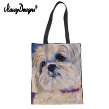 Noisydesigns женские холщовые Пляжные Сумки Большая емкость студенческий мешок для книг с принтом собаки Наплечная дорожная сумка