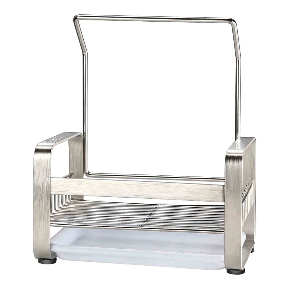 

Stainless Steel Countertop Drain Rack Multifunction tableware Storage Shelf Kitchen Organizer for Sponge Dishcloth Brush