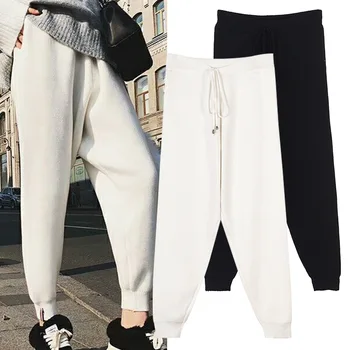 

New The in the winter of fashionable casual pants all-match simple Haren feet knitted trousers