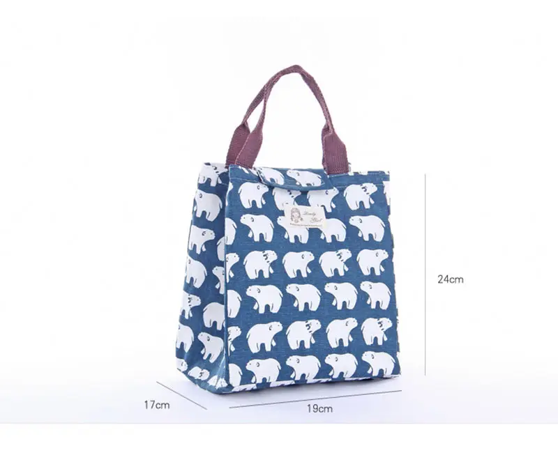 2018 Portable Canvas Waterproof Picnic Bag Insulation Package For Women Men Kids Lunch Food Storage Box Thermal Bag Cute Animal (5)