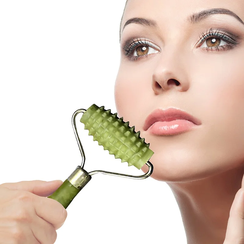 

1 pc Jade Stone Needle Derma Face Arms Neck Massage Roller Ancient Face Body SPA Massage Roller Facial Massager Jade
