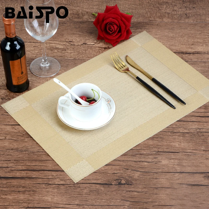

Baispo PVC Multicolor Design Placemat Drink Wine Coasters Kitchen Fashion Table Mat Disc Pad Waterproof Slip-resistant Pad