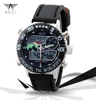 

AMST Brand Quartz Watch for men dual digital display casual canvas sports watches fashion shockproof waterproof clock 3004