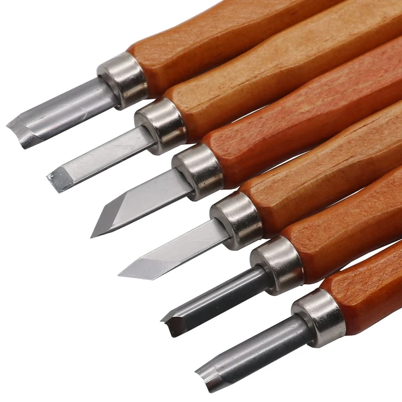QSTEXPRESS, 12 шт., высокое качество, легированная сталь, нож для резьбы по дереву, набор ножей для резьбы, инструменты для рукоделия, долота, нож для начинающих