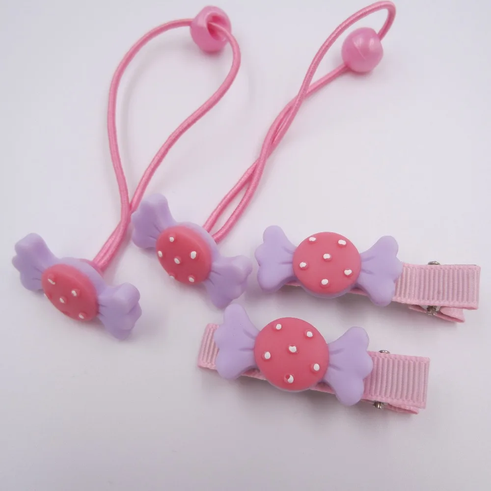 Kids Sweet Candy Hairpins Purple Hair Rope Infant Girls Hair Ring