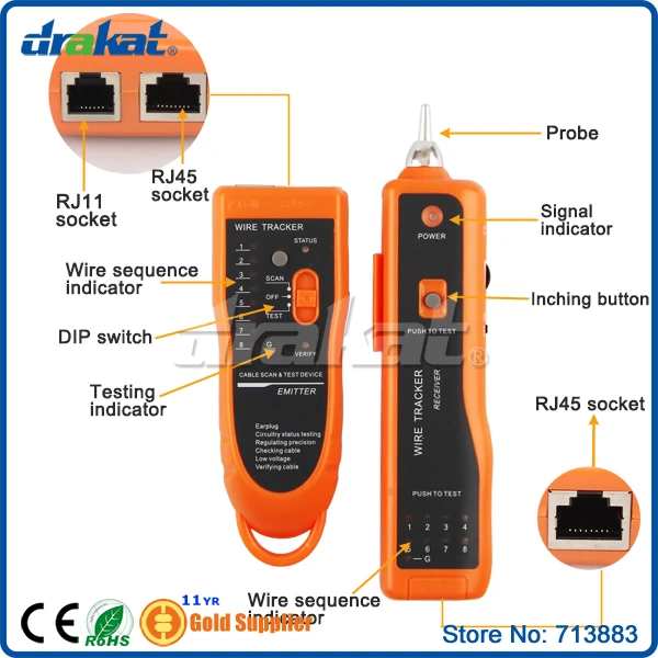 Портативный кабельный дефектоскоп RJ45 RJ11 XQ-350