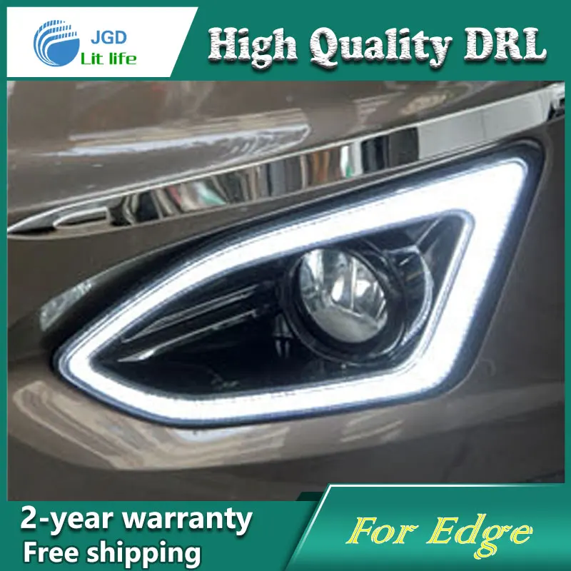 Free Shipping 12v 6000k Led Drl Daytime Running Light Case For Ford Edge 2015 2016 Fog Lamp