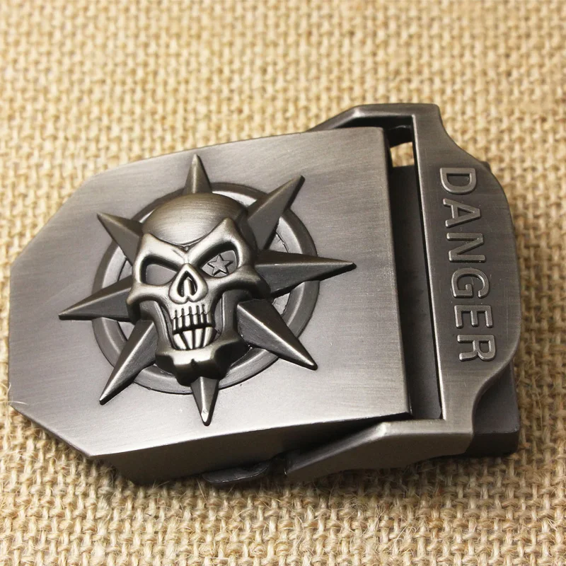 

New Men's Accessories Zinc Alloy Automatic Belt Buckles 4.2cm*7cm Belt Buckel Skull Cowboy Jeans Gift Belt Buckle Antique Silver