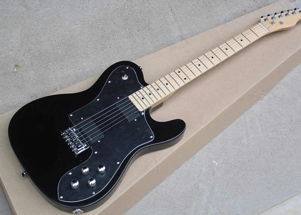 

Black Electric Guitar with 2 EMG Pickups,Black Pickguard,Maple Fretboard,Chrome Hardwares,offer customized services