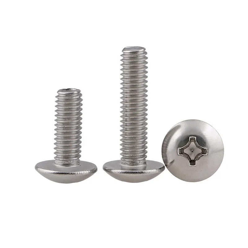 50Pcs M3M4M5 mm 304 Stainless Steel Flat Head Machine Screw Mushroom Head Cross Screw Umbrella Head*8/10/12