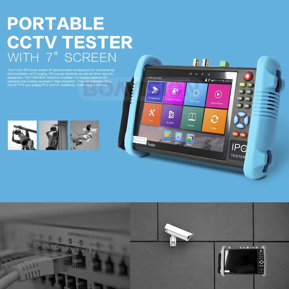 7インチハンドヘルドipc9800 plus監視カメラテスター,ahd,tvi,cvi,h