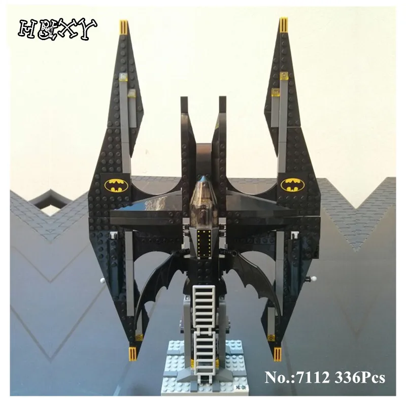 IN STOCK H&HXY Building Blocks 336pcs Batman 7112 DC Comics Batwing Battle Gotham Fighter Joker's A