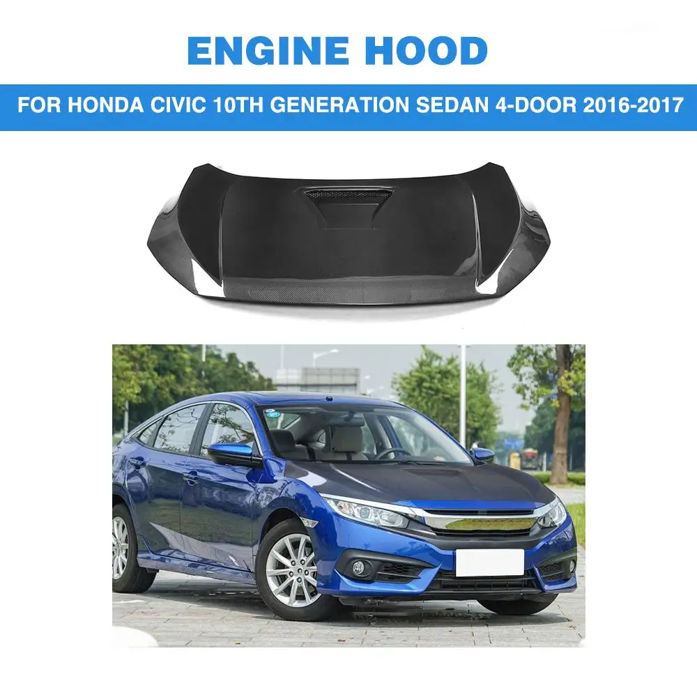 R Style Carbon Fiber Auto Front Engine Hood Covers Decoration