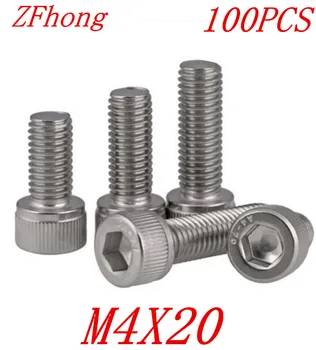 

100PCS A2-70 DIN912 m4*20 m4 x 20 stainless steel 304 hex socket cap head screw