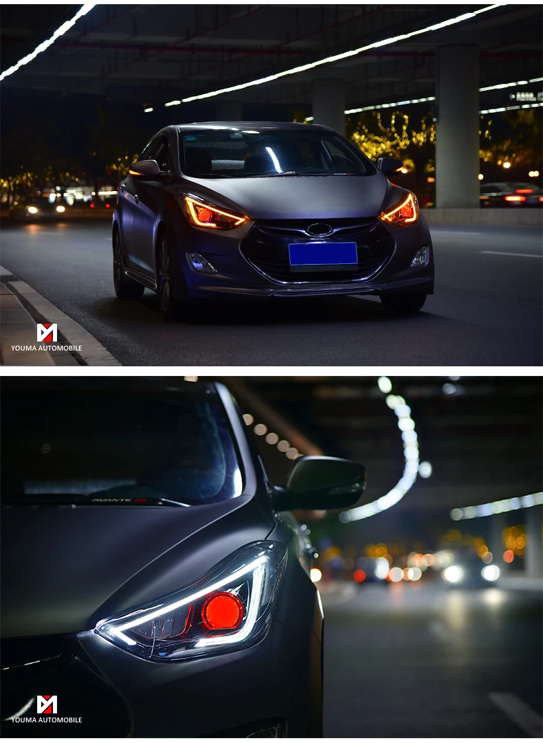 KOWELL автомобильный Стайлинг для 2012- фары для автомобиля Hyundai Elantra MD светодиодный фонарь DRL Bi Xenon объектив Высокий Низкий луч парковка противотуманная фара