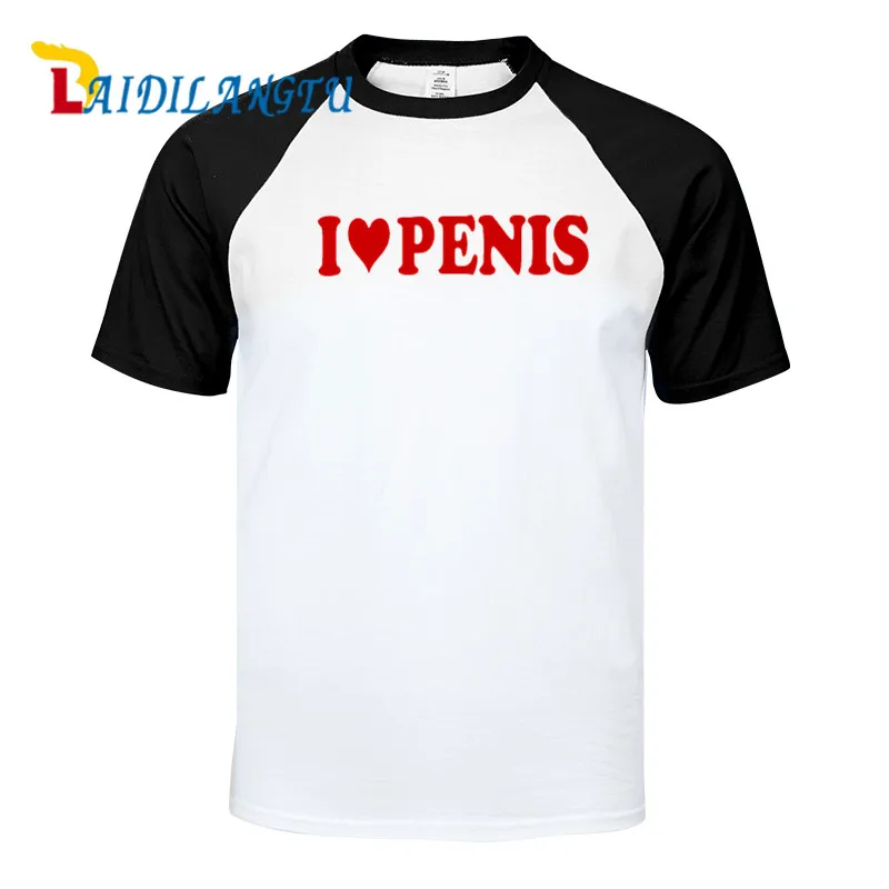 Мужская футболка с круглым вырезом Повседневная коротким рукавом принтом i Love pens