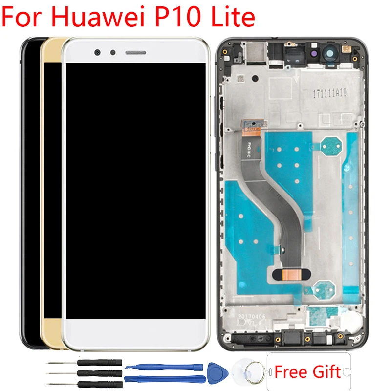 Дисплей для huawei P10 Lite, дисплей с рамкой, сенсорный экран в сборе, ЖК-дисплей для huawei P10 Lite, WAS-LX1, Замена ЖК-дисплея