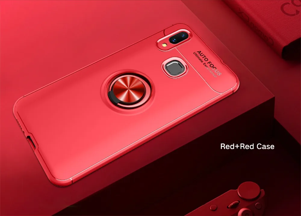 Чехол для samsung Galaxy A10 A30 A40 A50 A70, чехол из ТПУ с магнитным кольцом на палец, задняя крышка для телефона A 10, 40, 50, 70 - Цвет: Красный