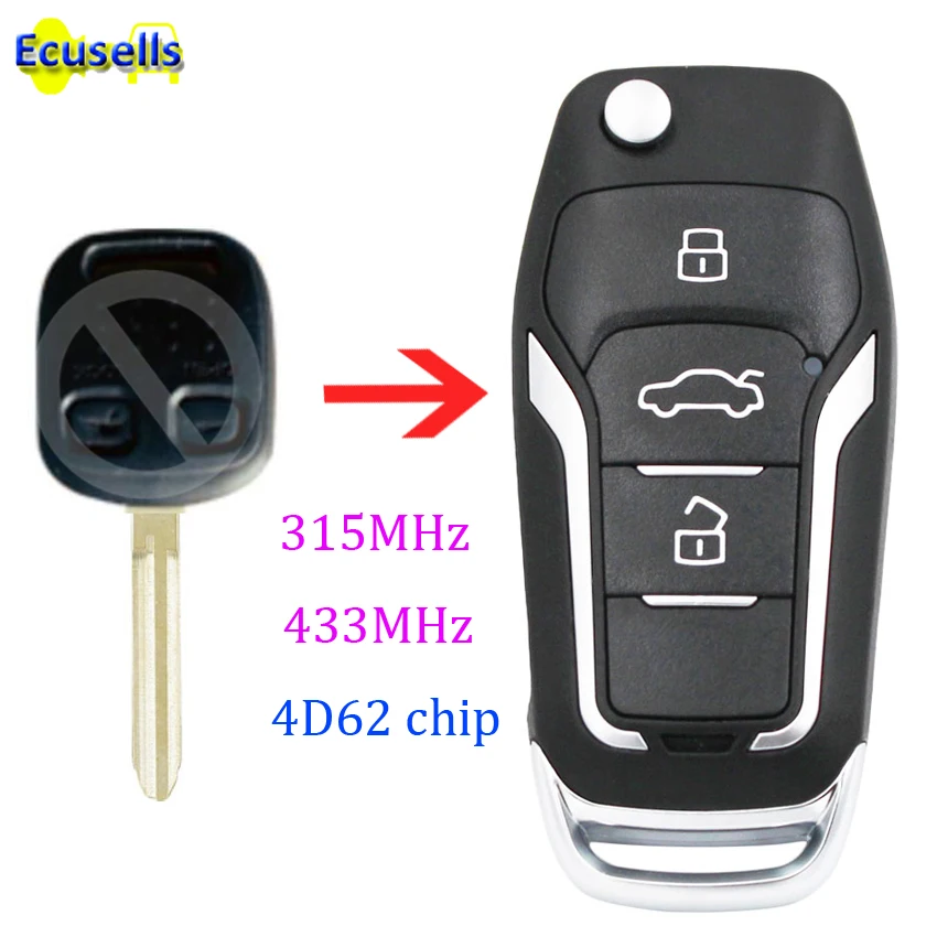 

Upgraded Flip Remote Car Key Fob 315MHz 433MHZ with 4D62 chip for Subaru Impreza Forester Outback Liberty with uncut NSN14 blade