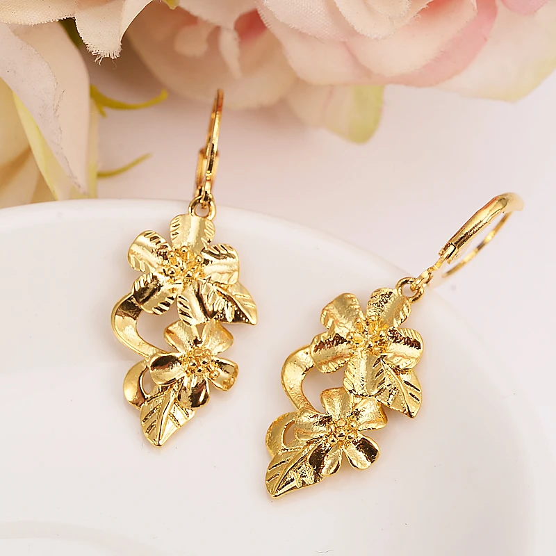 gold flower drop earring Ethiopian/Nigeria/Kenya /Ghana Gold color