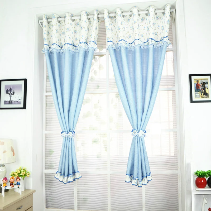 2PCS Pastoral Style Curtain Floral Princess Children Room ... on {keyword}