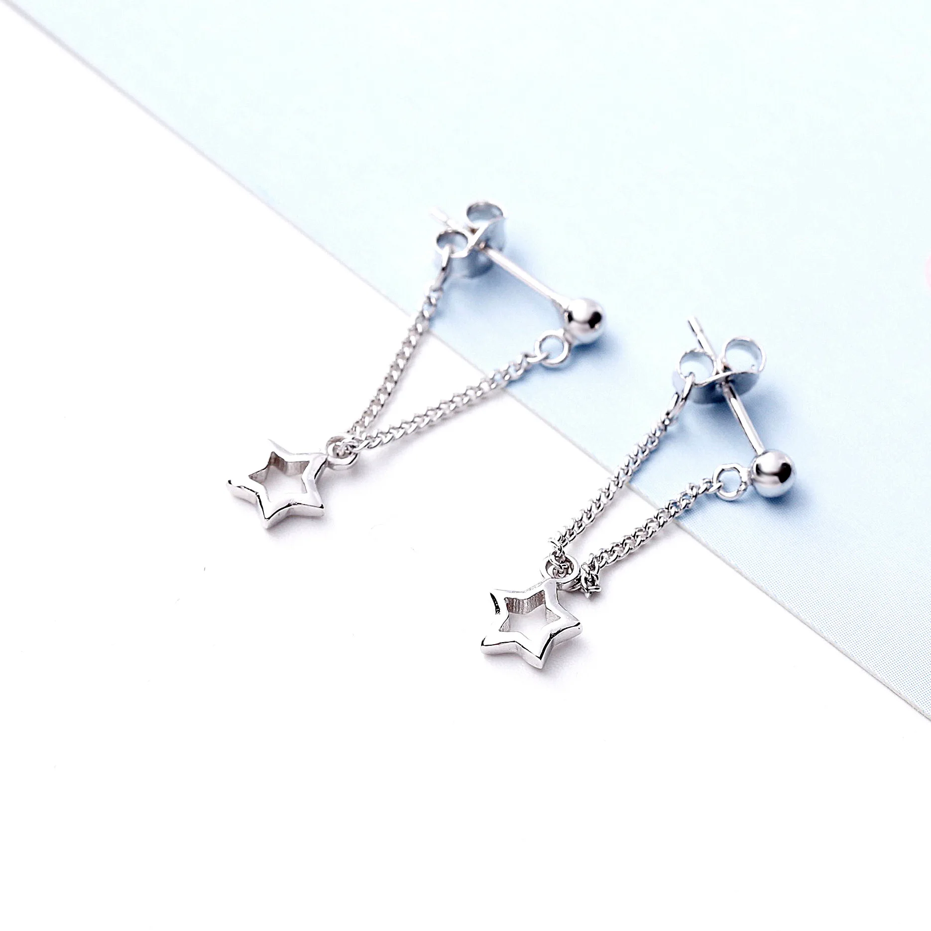 star earrings 100% 925 Sterling silver Jewelry fashion Hypoallergenic dangle earrings for women gift